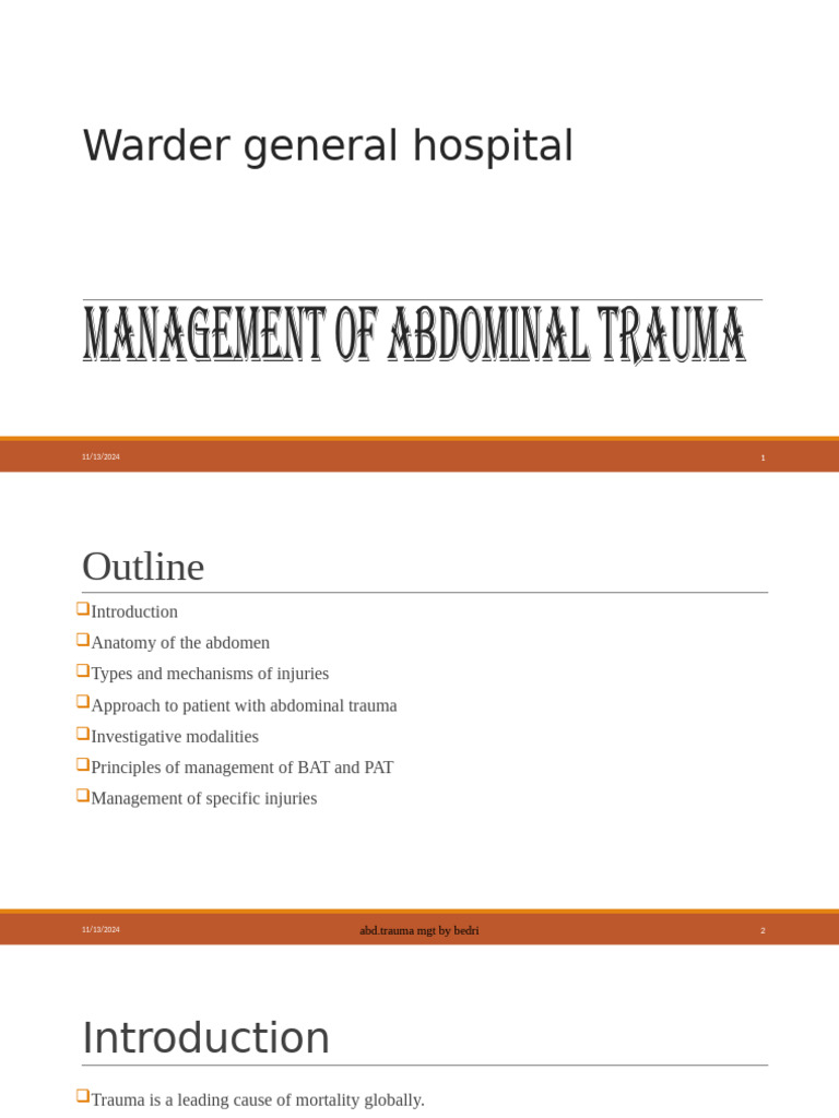 Management of Abdominal Trauma | PDF | Abdomen | Spleen