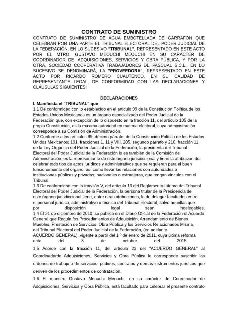 Contrato de Suministro de Agua 2019 | PDF | Judicaturas | Ley Pública