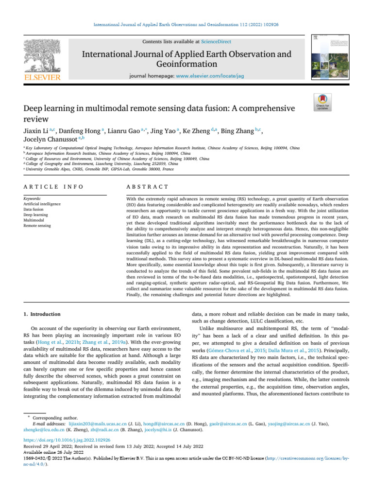Deep Learning for Multimodal RS Data Fusion | PDF | Data