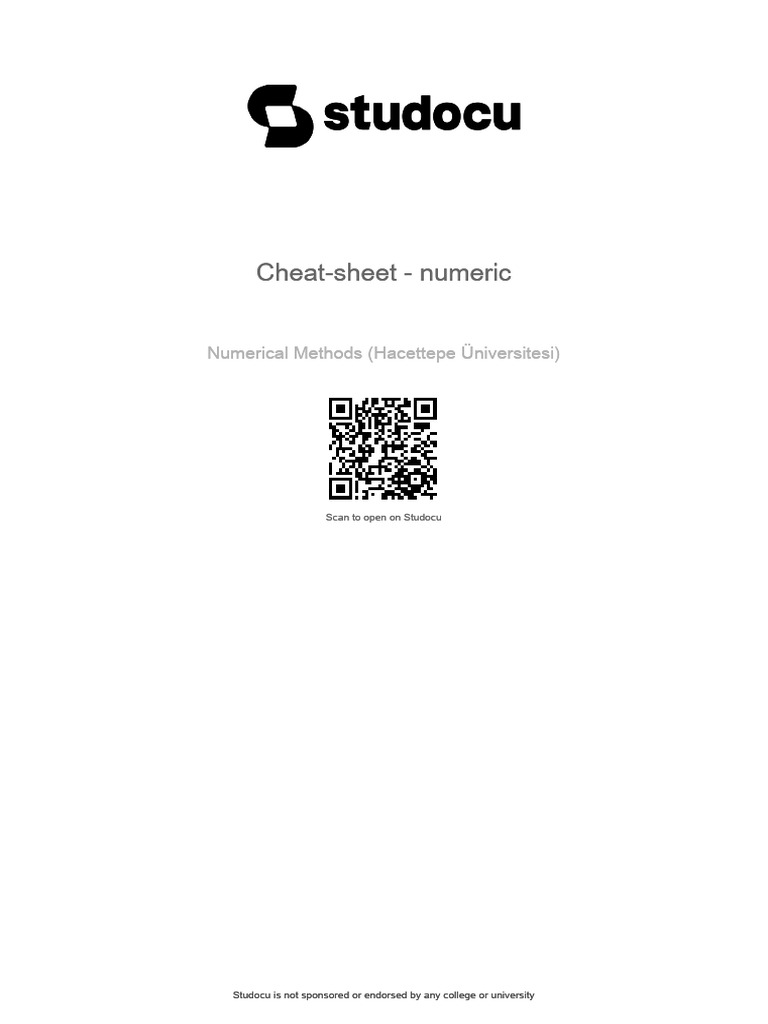 Cheat Sheet Numeric | PDF | Eigenvalues And Eigenvectors | Abstract Algebra