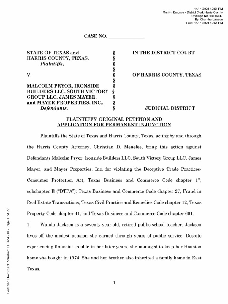 State of Texas vs. Malcolm Pryor and James Mayer | PDF