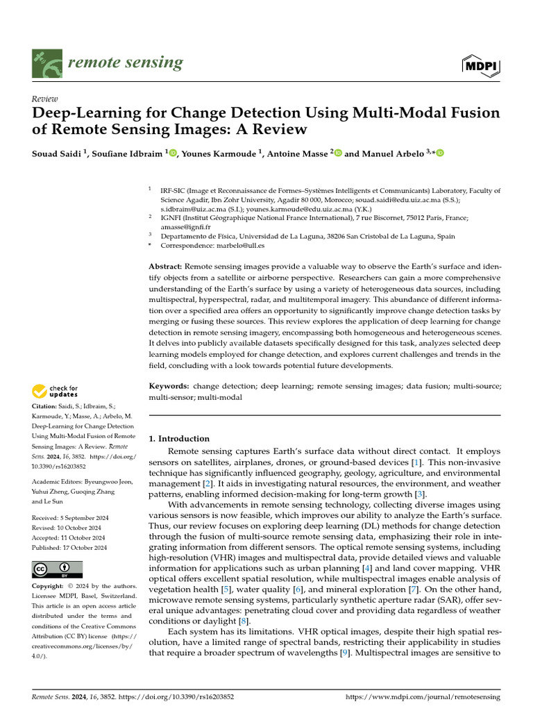 Said - Deep Learning For Change Detection | PDF | Remote Sensing | Deep ...