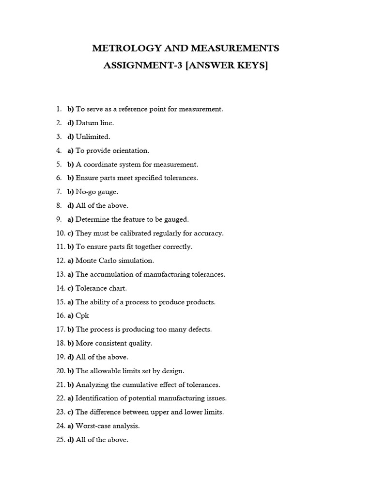Metrology and Measurements Assignment-3 | PDF | Surface Roughness ...