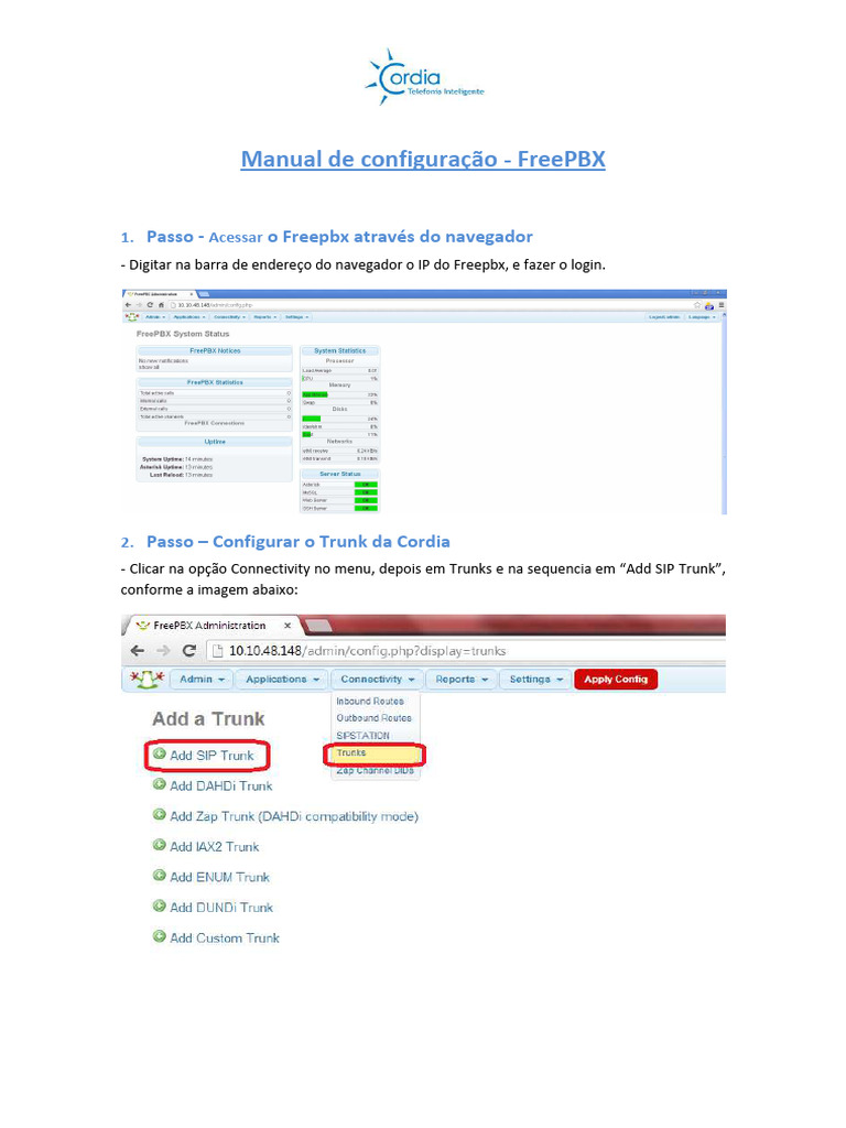 Configuração do Trunk no FreePBX | PDF | Informática