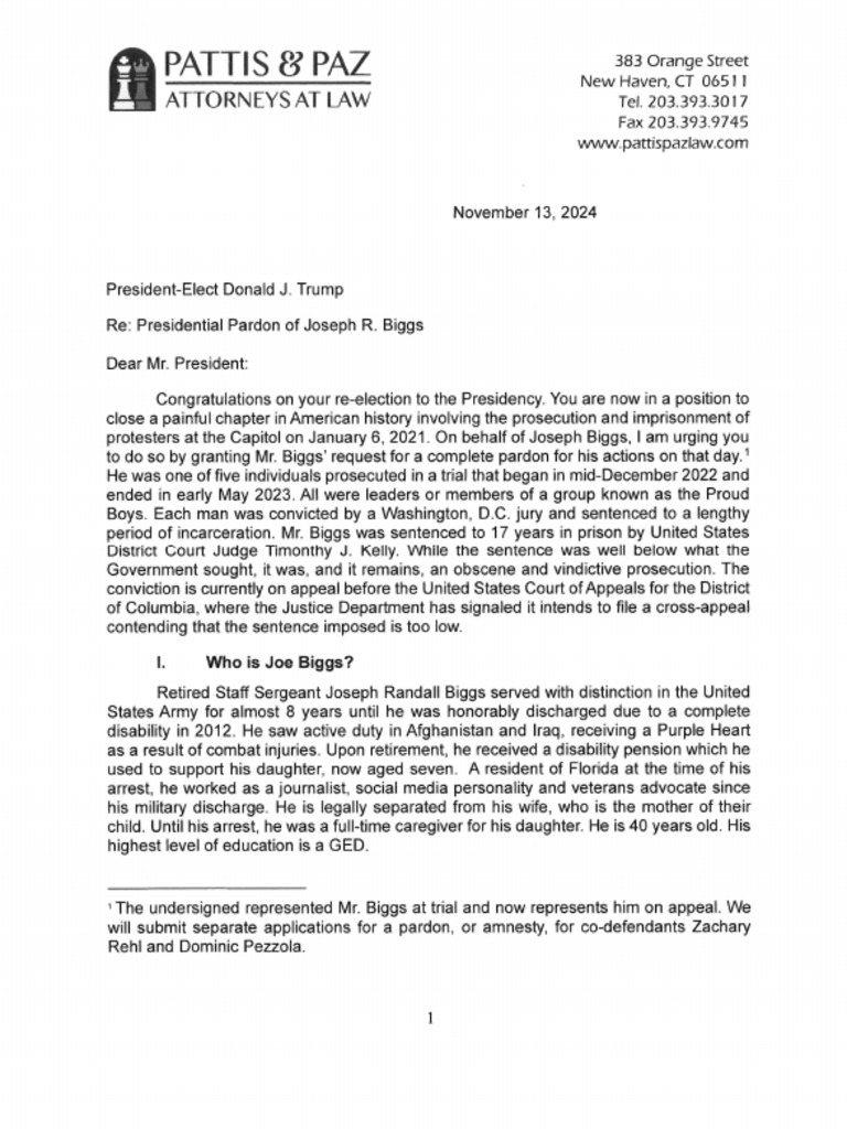 Joe Biggs Presidential Pardon | PDF