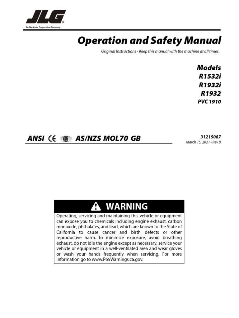 B R1532i R1932 R1932i JLG Operation English | PDF | Safety | Wound