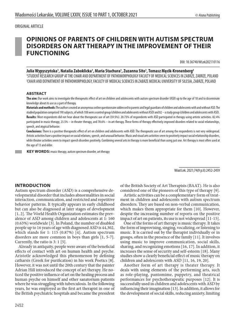 Art Therapy's Impact on Autism Care | PDF | Autism Spectrum | Art Therapy