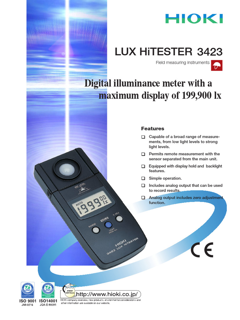 Digital Illuminance Meter With A Maximum Display of 199,900 LX | PDF ...