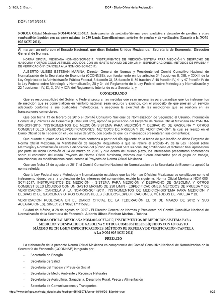Nom 005 Scfi 2017 | PDF | Medición | México