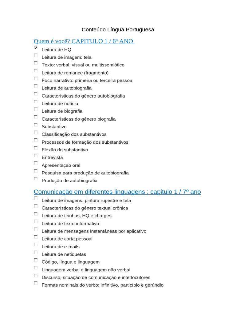 Conteúdos de Língua Portuguesa | PDF | Substantivo | Assunto (gramática)