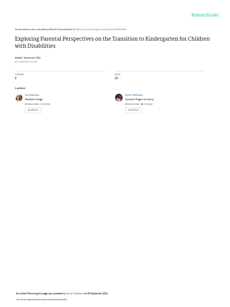 Parental Insights on Kindergarten Transition | PDF | Individualized ...
