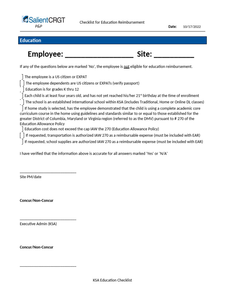 Pre Qual EAR Checklist Form | PDF