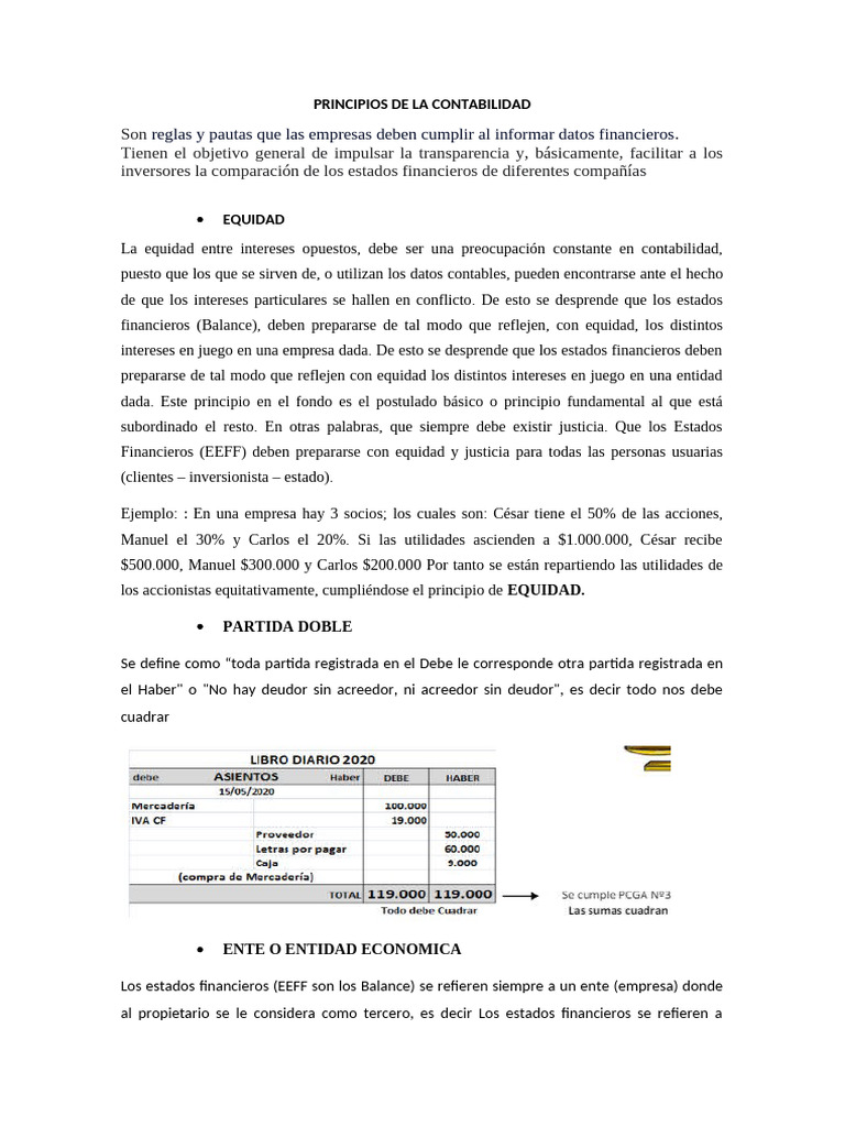Principios de La Contabilidad | PDF | Contabilidad | Estado financiero