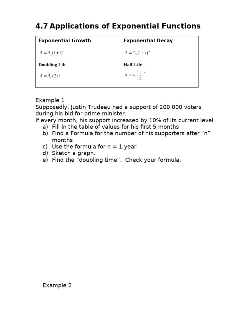 4.7 Applications of Exponential Functions | PDF | Teaching Methods ...