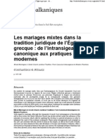 C. PITSAKIS - Les Mariages Mixtes Dans La Tradition Juridique de l'Eglise Grecque