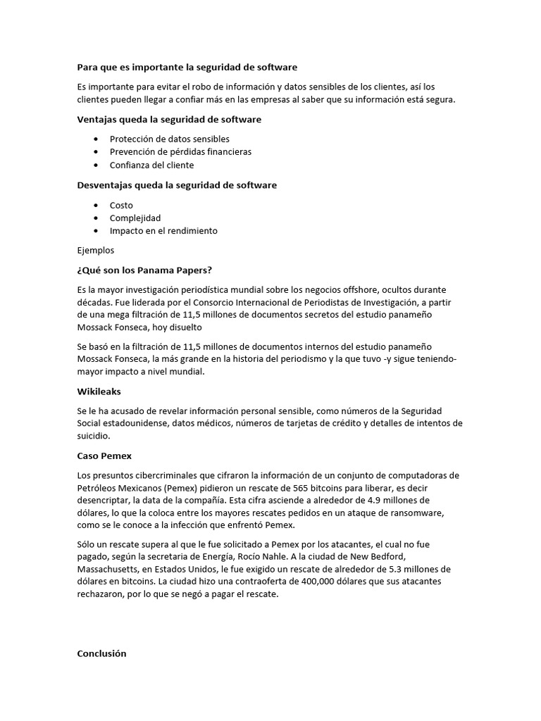 Importancia de la Seguridad de Software | PDF | Informática