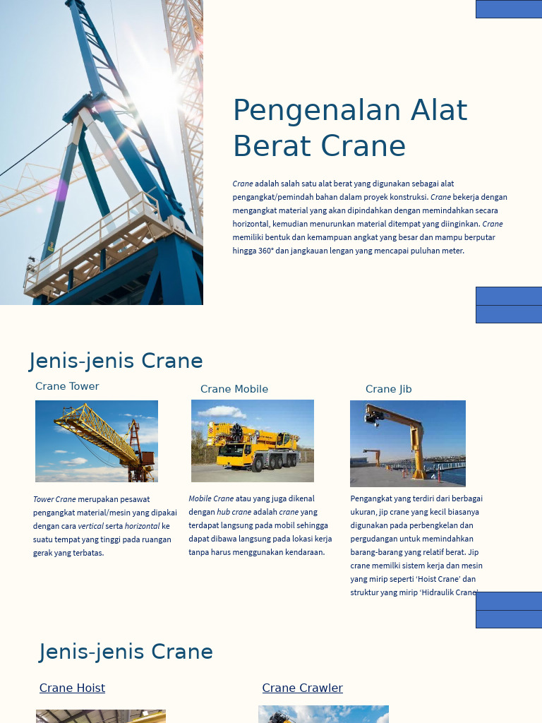 Jenis dan Fungsi Alat Berat Crane | PDF | Griya & Taman | Teknologi ...
