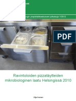 Iivonen Vilja Ravintoloiden pizzatäytteiden mikrobiologinen laatu Helsingissä vuonna 2010. Helsingin kaupungin ympäristökeskuksen julkaisuja 12012
