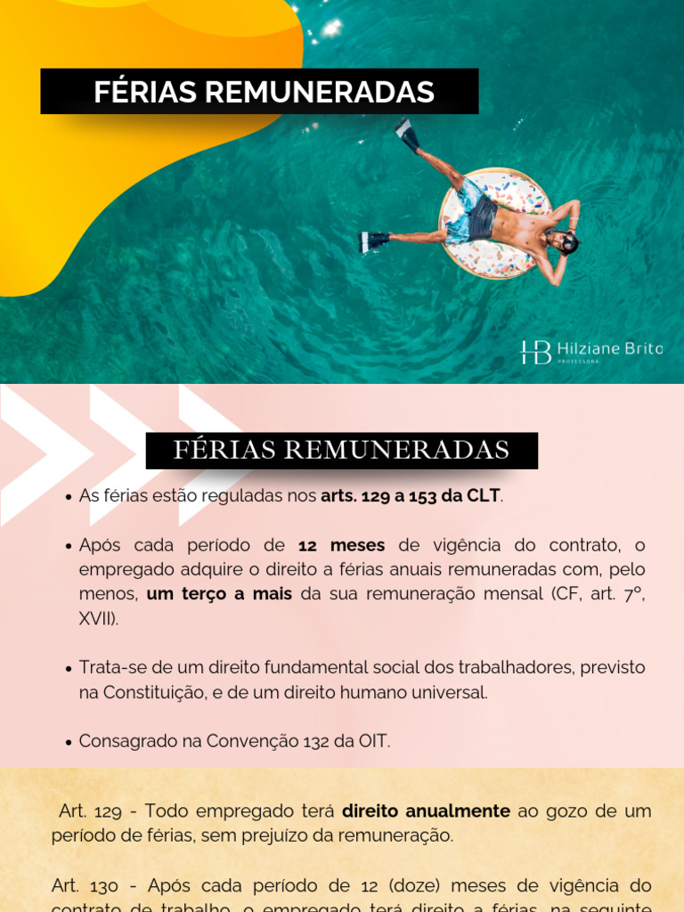Férias Remuneradas: Direitos e Regras CLT | PDF | Férias trabalhistas ...
