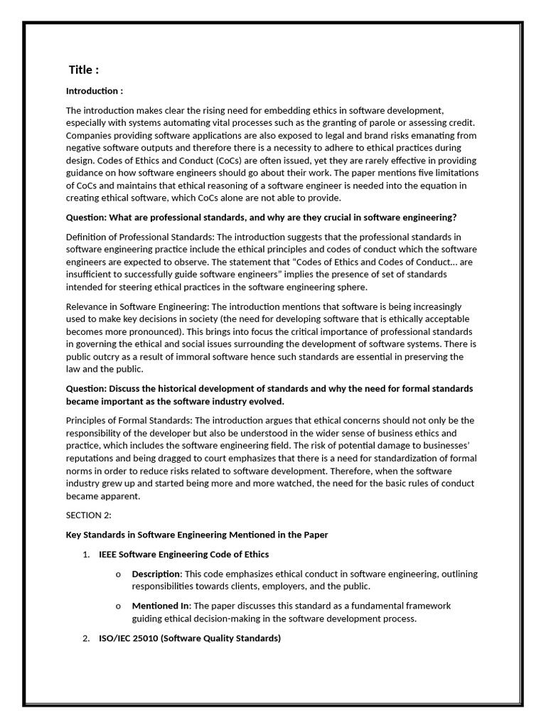 Ethics in The Software D. PR 2021 | PDF | Software Development Process ...
