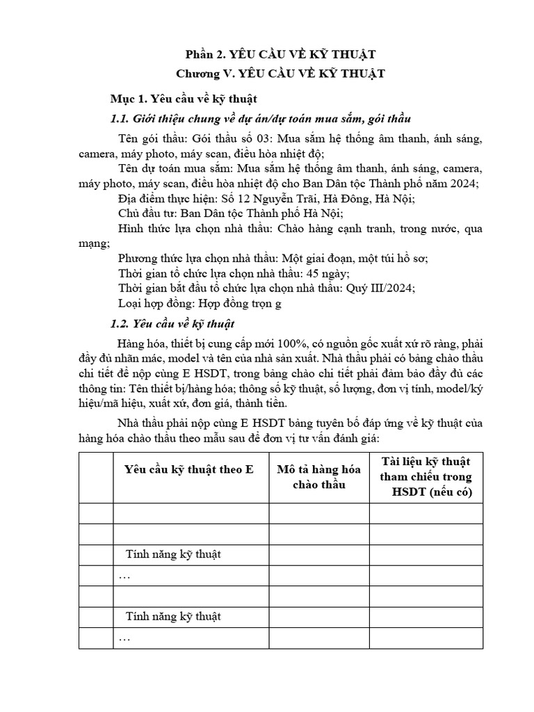 Phần 2 - Yeu cau ky thuat | PDF