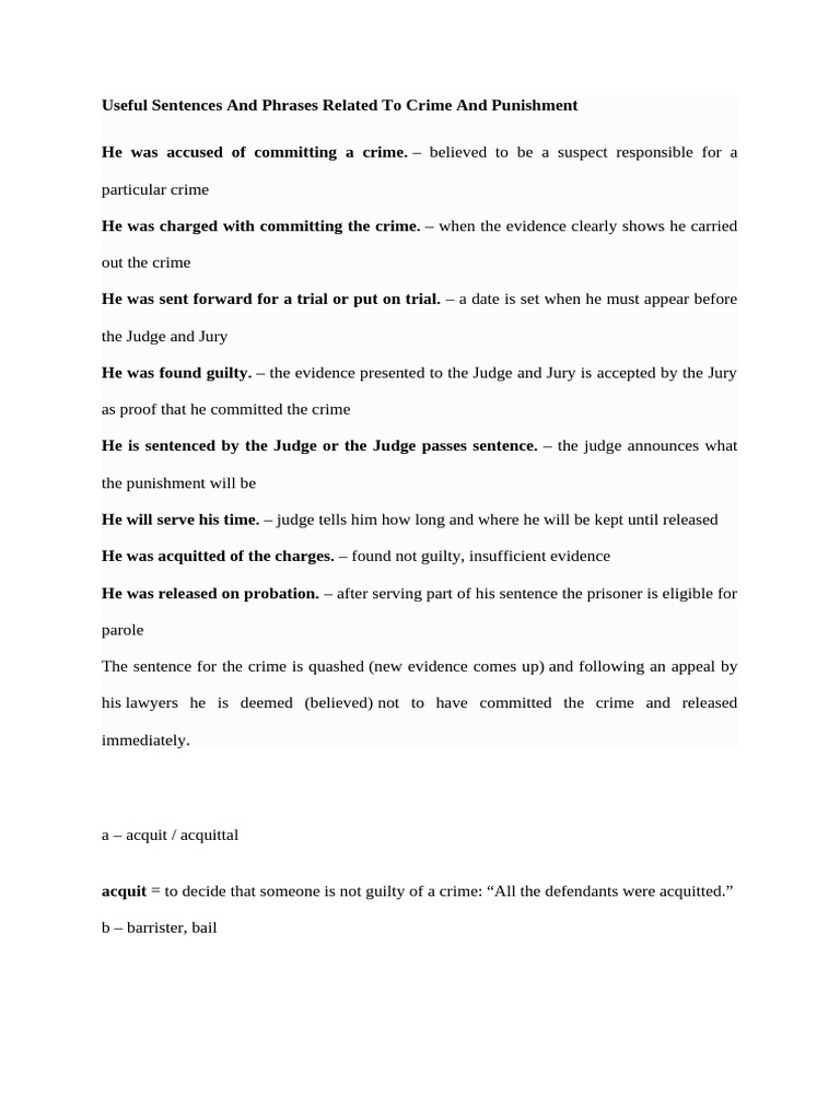 Useful Sentences and Phrases Related To Crime and Punishment | PDF ...