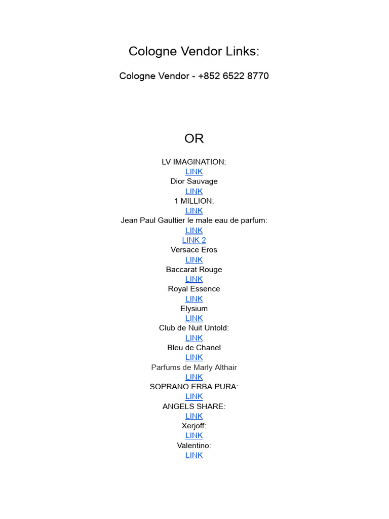 Colognes | PDF | Cooking, Food & Wine