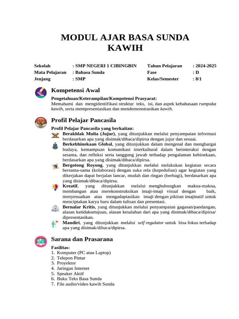 Modul Ajar - Kawih | PDF | Seni & Disiplin Bahasa