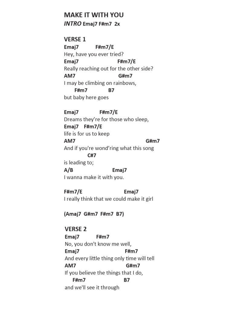 Make It With You Chords