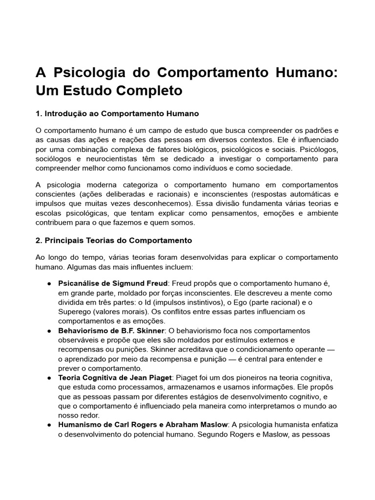 Psicologia do Comportamento Humano | PDF | Psicologia | Comportamento