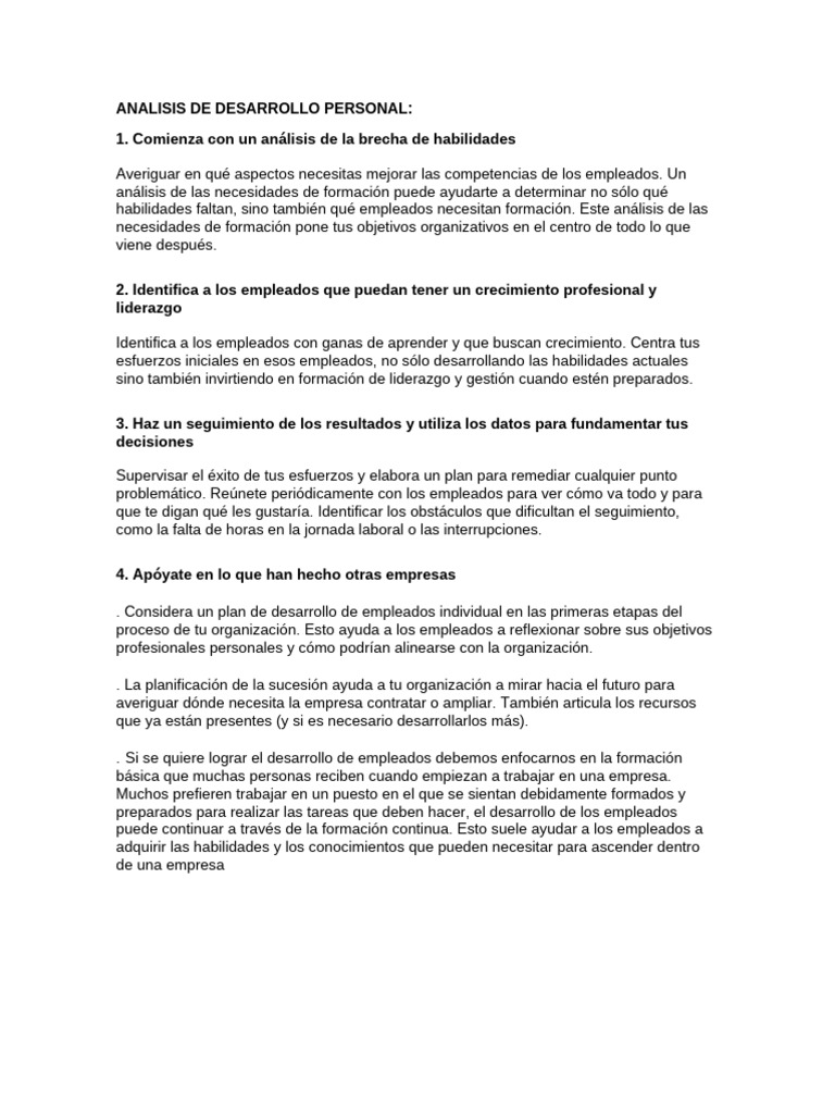 Análisis de Necesidades de Desarrollo Personal | PDF | Crecimiento ...