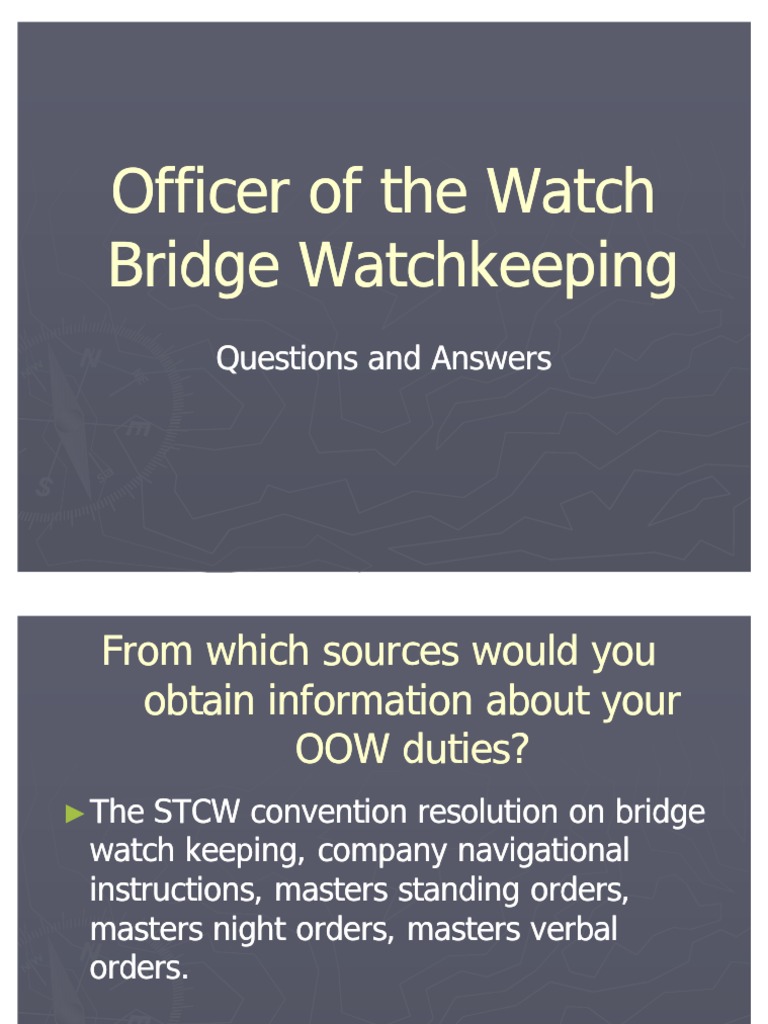 Bridge Watch Keeping Questions PDF