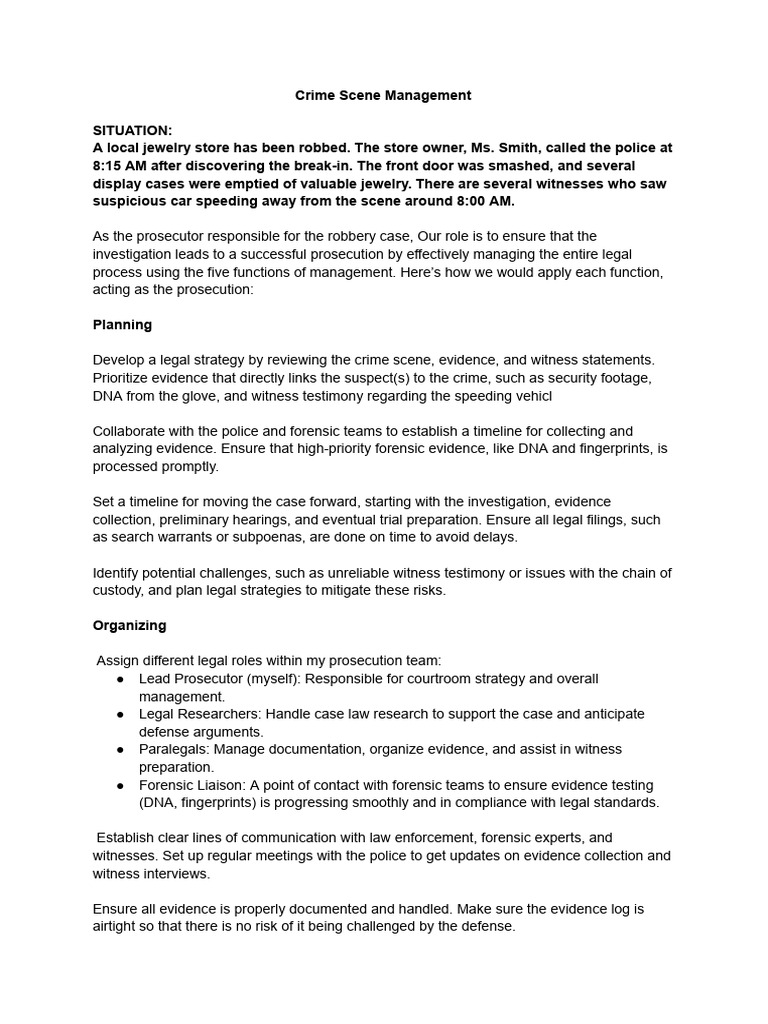 Effective Crime Scene Prosecution Strategy | PDF | Witness | Prosecutor
