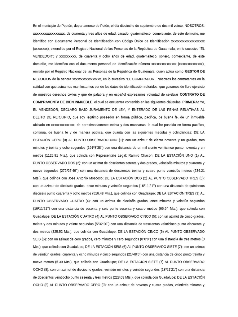 Contrato de Compraventa en Poptún | PDF | Guatemala