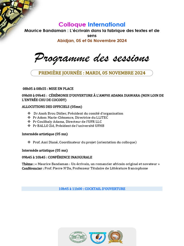 Colloque sur Maurice Bandaman 2024 | PDF | Côte d'Ivoire
