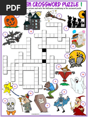 Halloween Vocabulary Esl Crossword Puzzle Worksheets for Kids