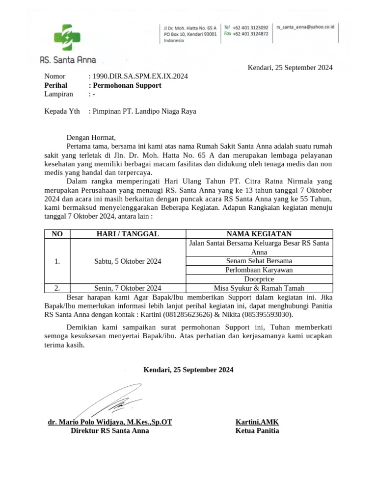 Permohonan Dukungan Acara Ulang Tahun | PDF | Kesehatan Holistik | Gaya ...