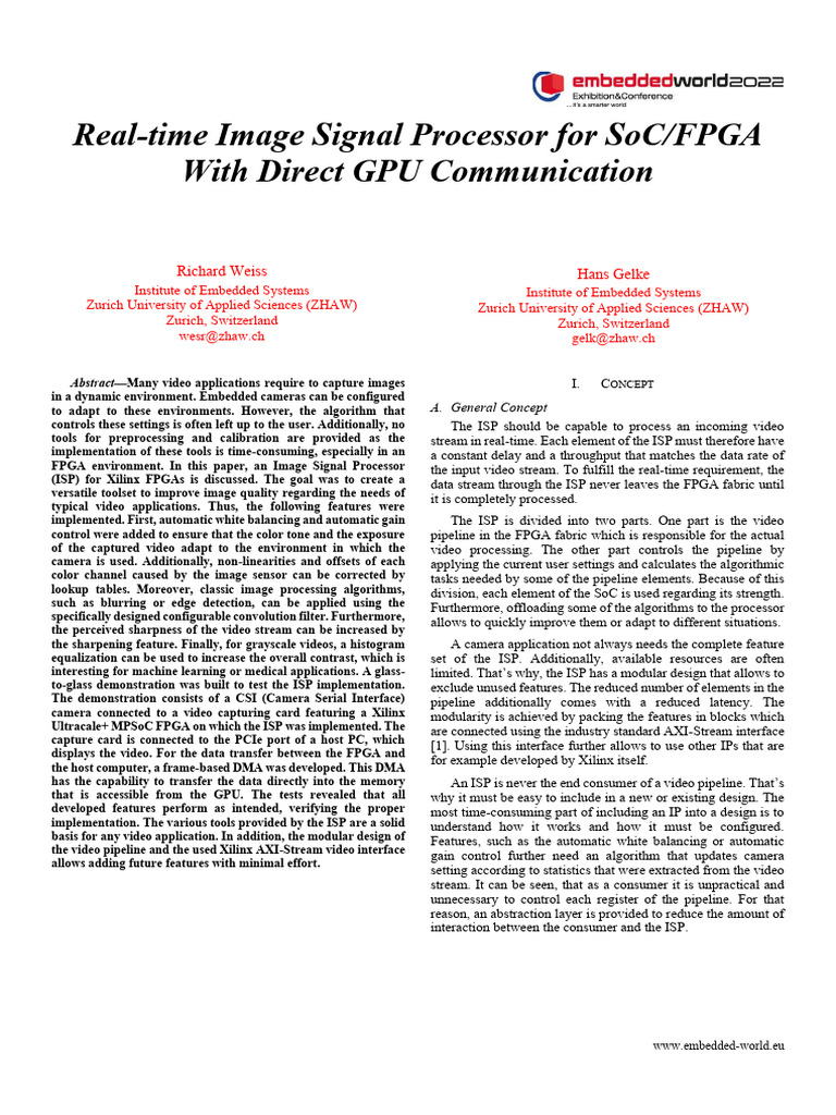 Real-time FPGA Image Signal Processor | PDF | Field Programmable Gate ...