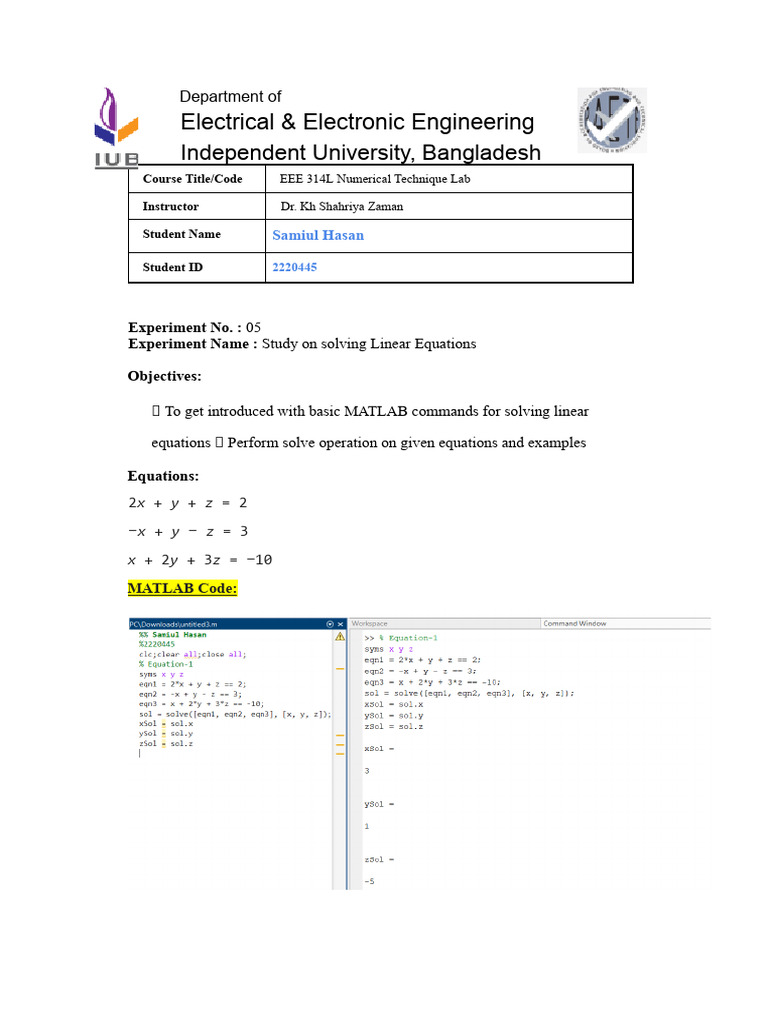 Study On Solving Linear Equations | PDF