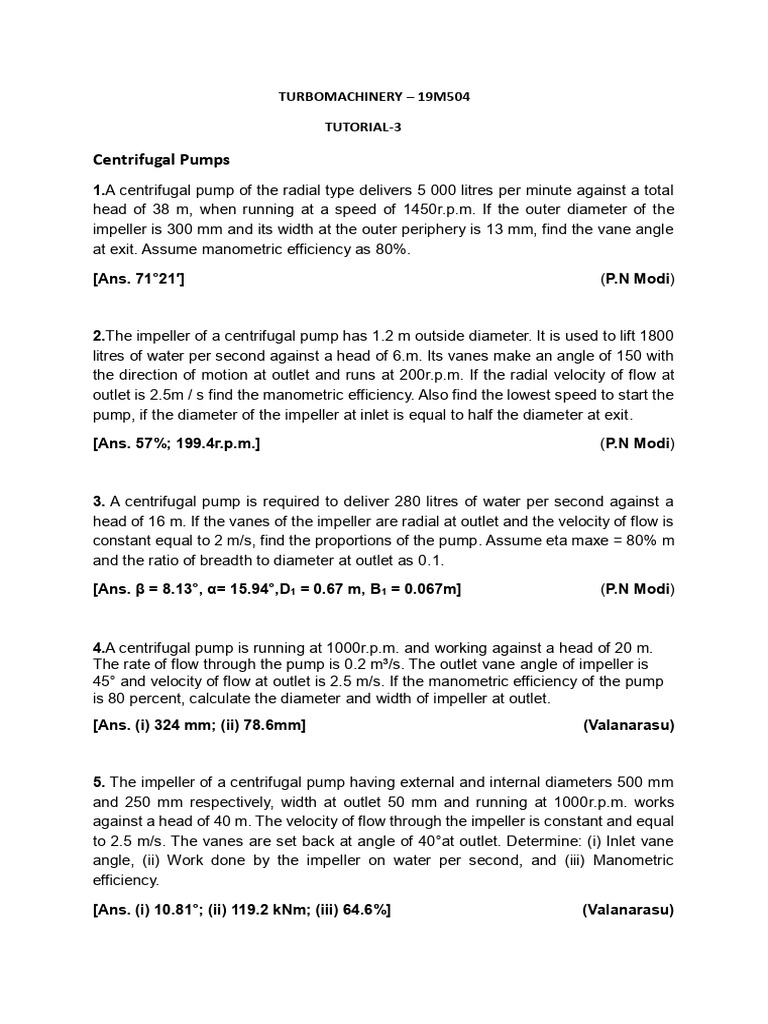 Turbomachinery Tutorial - 3 | PDF | Pump | Applied And ...