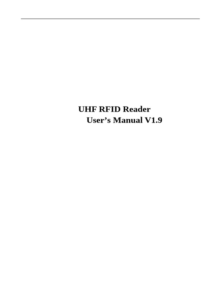 UHF RFID Reader User Manual V1.9 | PDF | Radio Frequency Identification ...