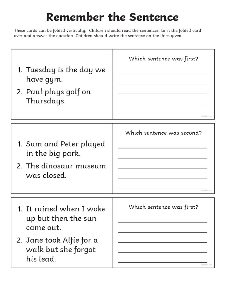 Sentence Order Activity for Kids | PDF