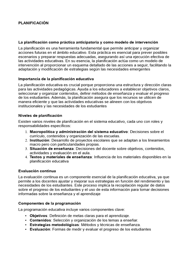 Planificación Educativa Efectiva | PDF | Planificación | Enseñando