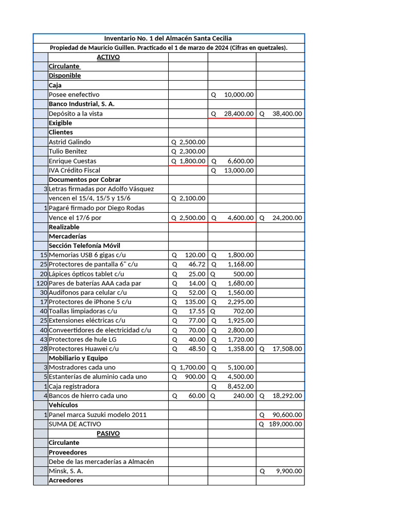 Ejemplo Libro Inventario Santa Cecilia | PDF
