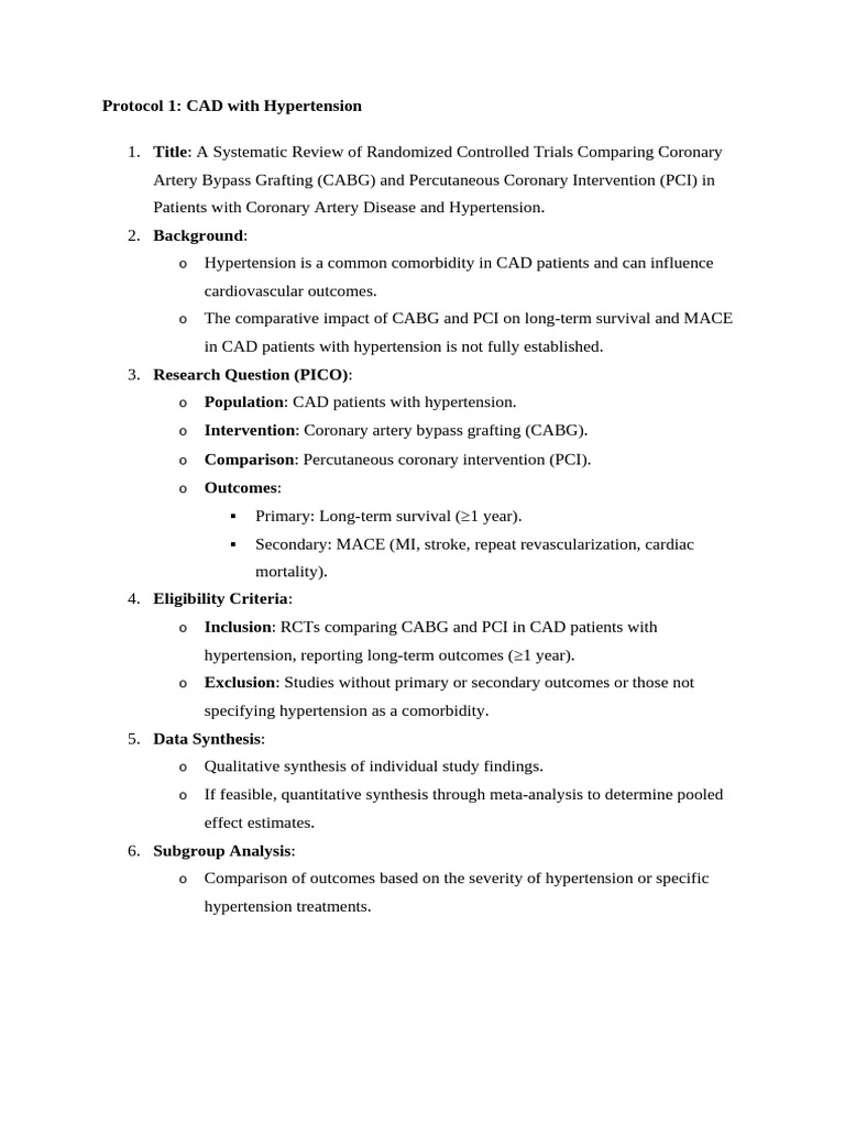 CABG vs. PCI in CAD with Hypertension | PDF | Coronary Artery Bypass ...