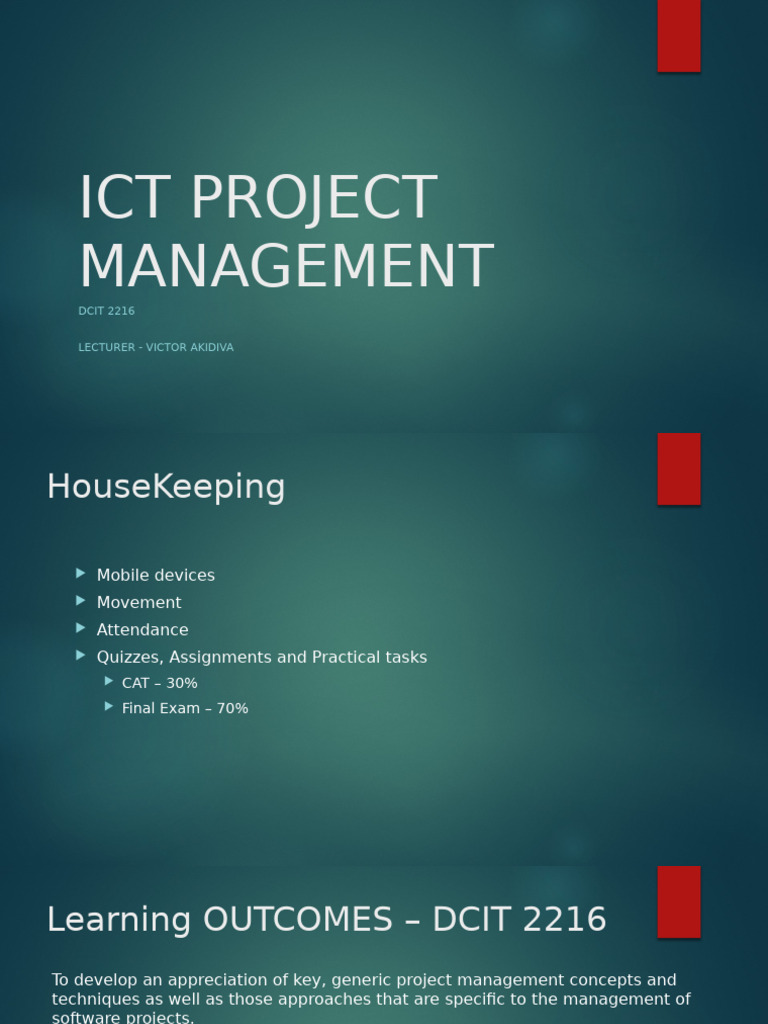 ICT Project Management Course Overview | PDF | Project Management ...