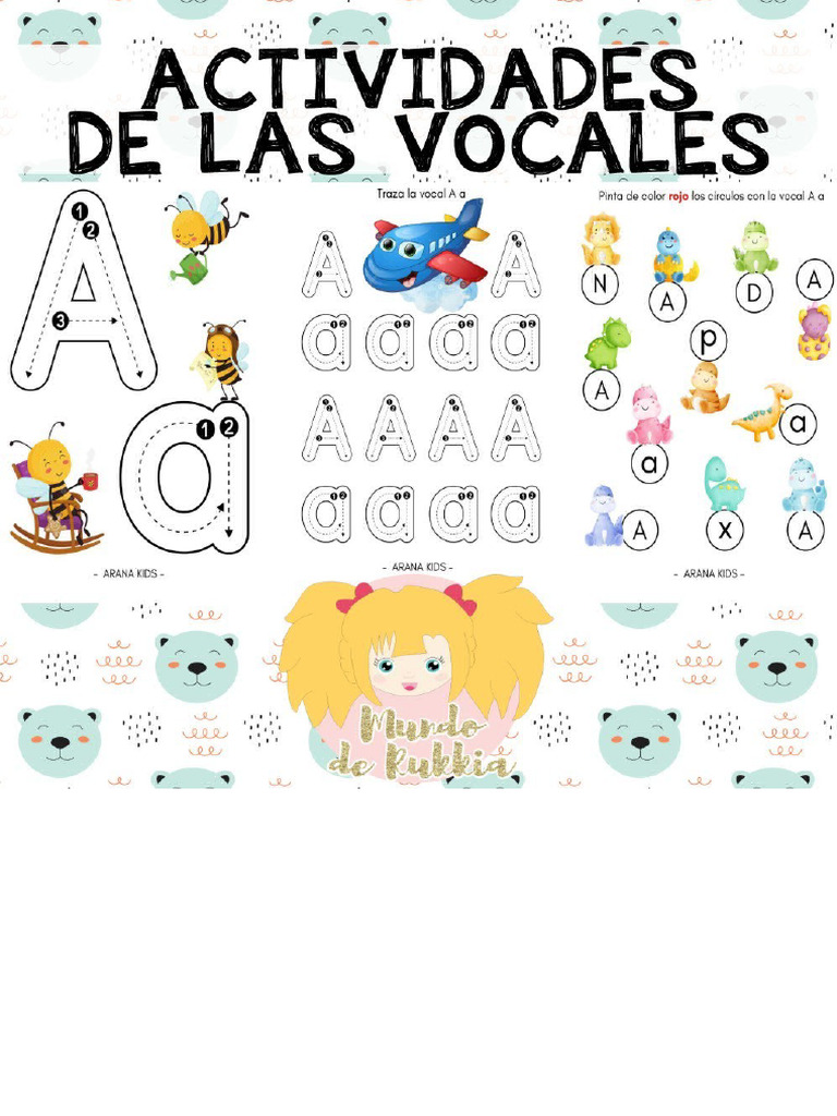 Cuadernillo Con Actividades de Vocales Recopilado Por Mundo de Rukkia | PDF
