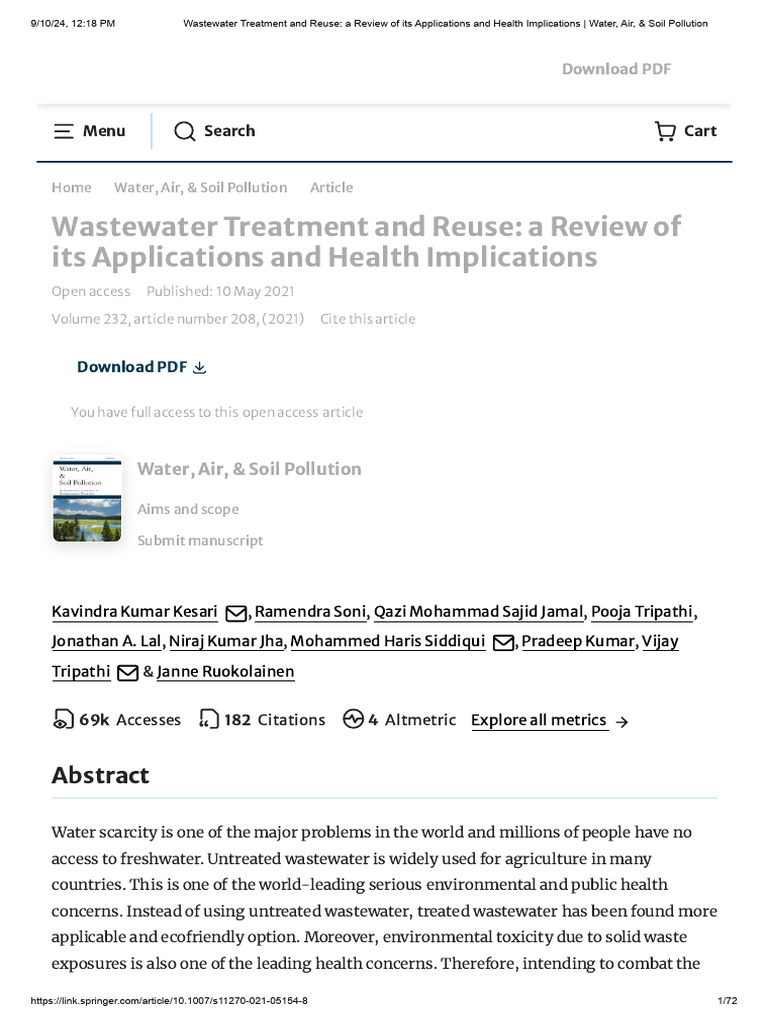 Wastewater Treatment and Health Risks | PDF | Sewage Treatment ...