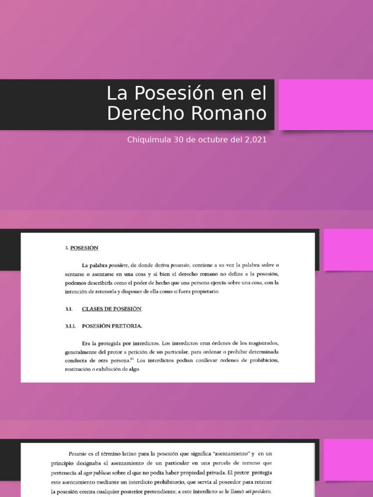 La Posesión en El Derecho Romano | PDF