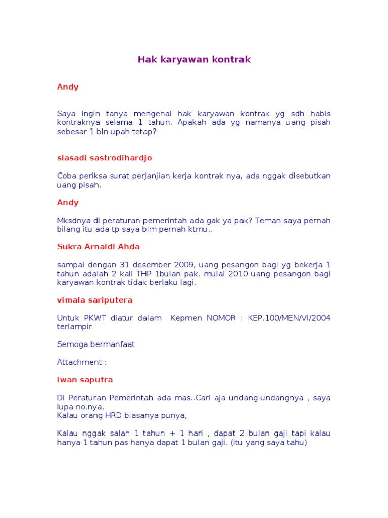 Hak Karyawan Kontrak